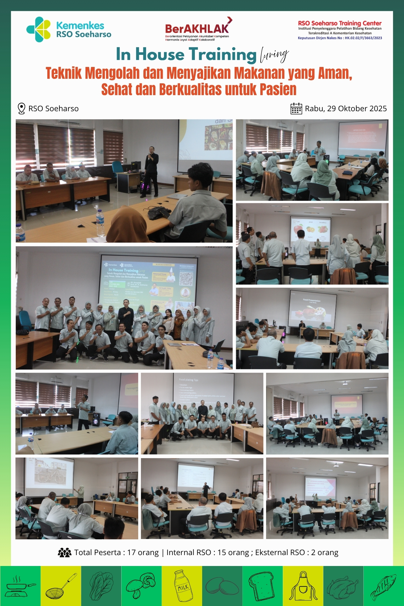 IHT Teknik Mengolah dan Menyajikan Makanan  yang Aman, Sehat dan Berkualitas untuk Pasien