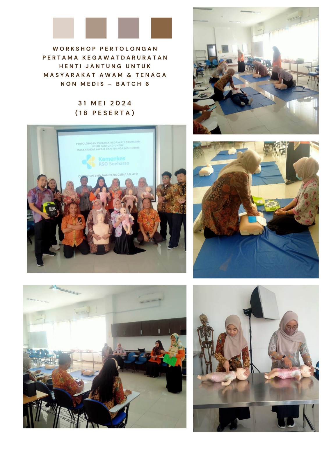 Workshop Pertolongan Pertama Kegawatdaruratan Henti Jantung untuk Masyarakat Awam & Tenaga Non Medis