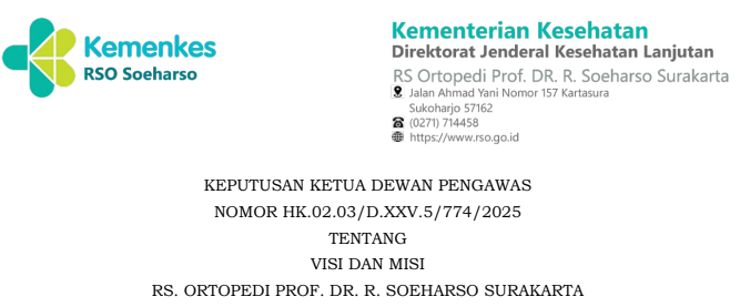 SK Dewas Visi Misi RSO Soeharso