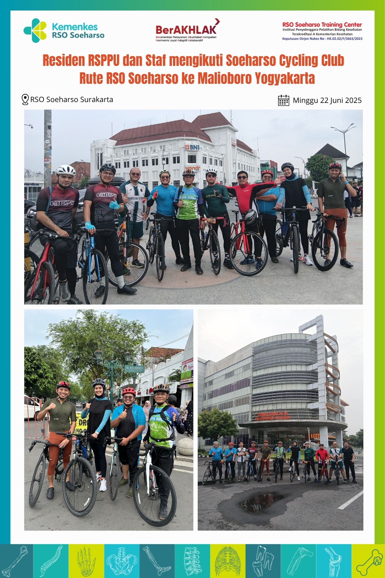 Residen RSPPU dan Staf mengikuti Soeharso Cycling Club, Rute RSO Soeharso ke Malioboro Yogyakarta