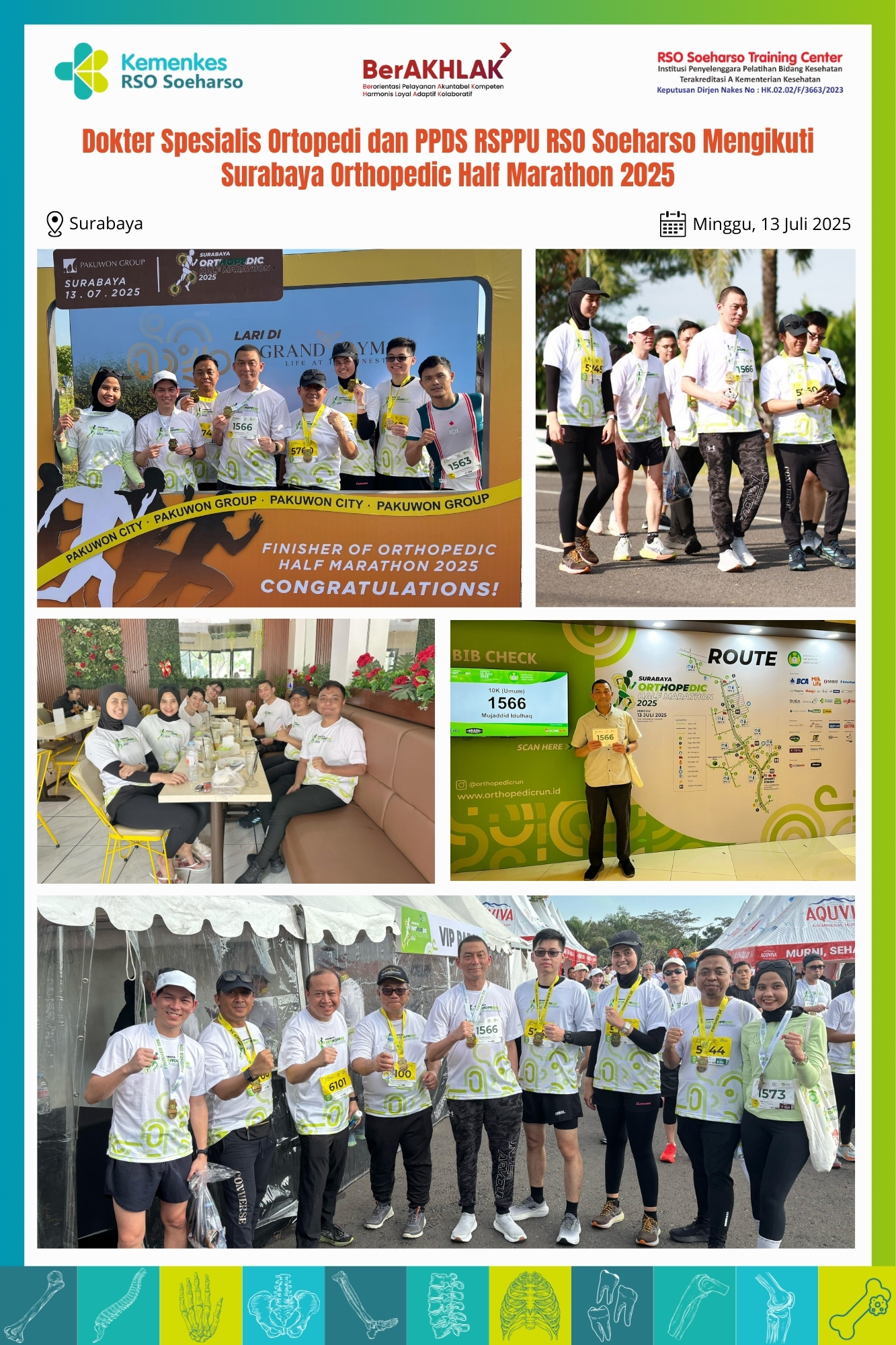Dokter Spesialis Ortopedi dan PPDS RSPPU RSO Soeharso Mengikuti Surabaya Orthopedic Half Marathon 20