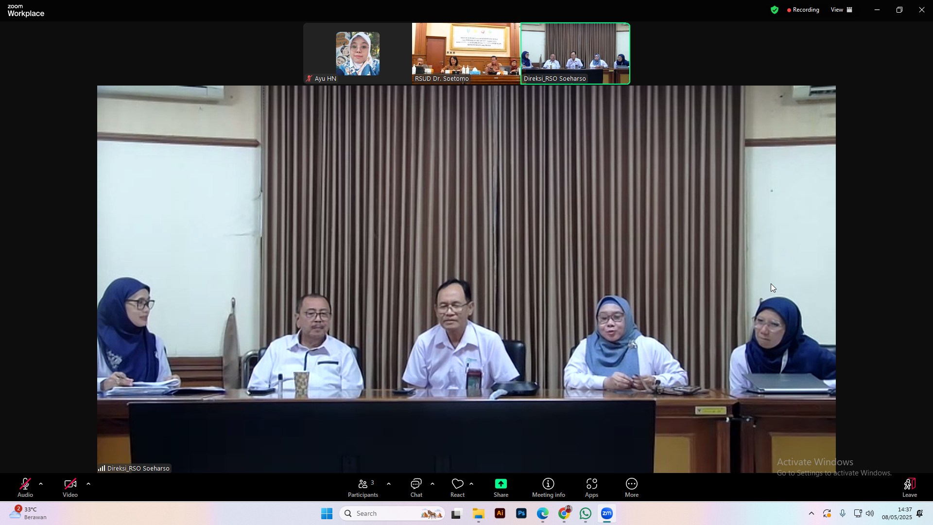 Zoom Meeting : Pendampingan Calon RSPPU RSO Soeharso dengan RSUD Dr. Soetomo Surabaya